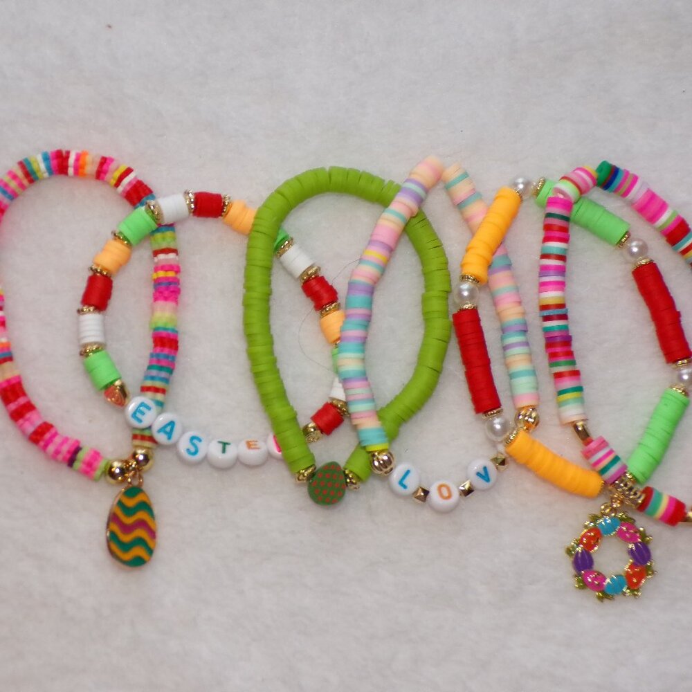 Easter Stretch Bracelet 6PC Set Stackable - Picture 3 of 3